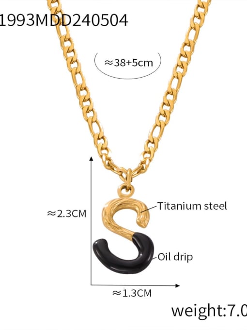 P1993 Gold Black Necklace S Titanium Steel Letter Hip Hop Necklace