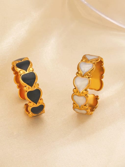 J$L  Steel Jewelry Stainless steel Enamel Heart Trend Band Ring 2