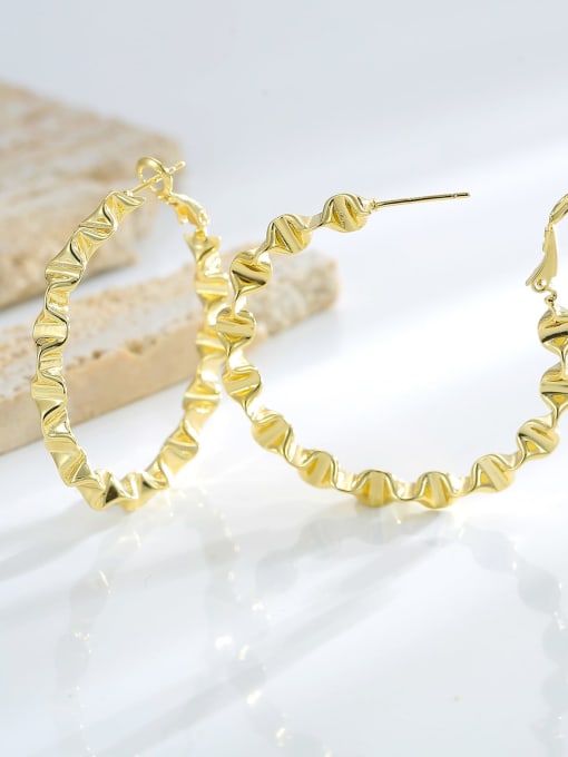 H01783 Gold Brass Geometric Trend Hoop Earring