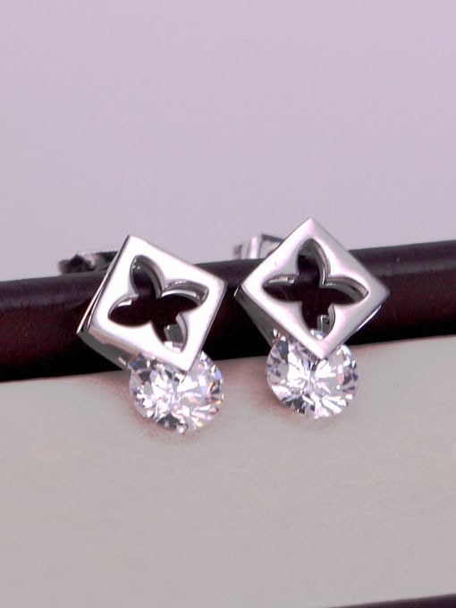 K.Love Titanium Steel Rhinestone Rosary Minimalist Stud Earring 3