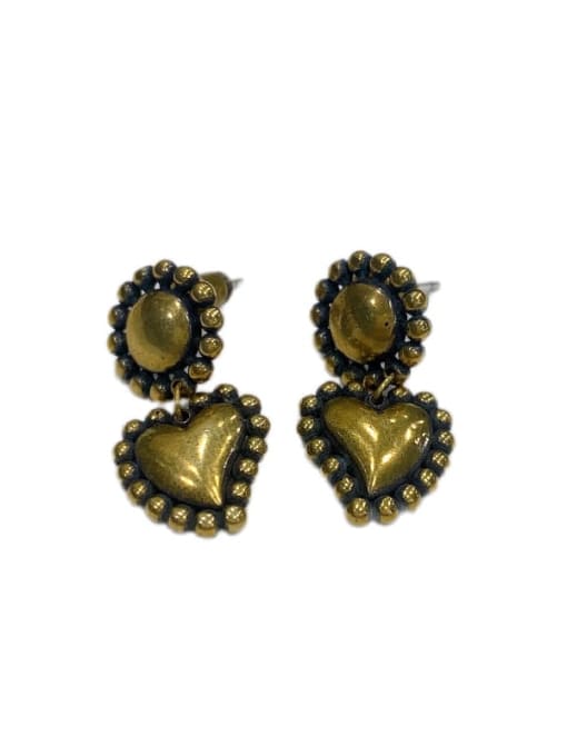 Clioro Brass Heart Vintage Drop Earring