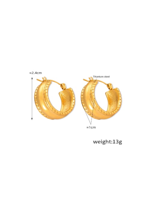 F1225 Gold Earrings Titanium Steel Geometric Hip Hop Stud Earring