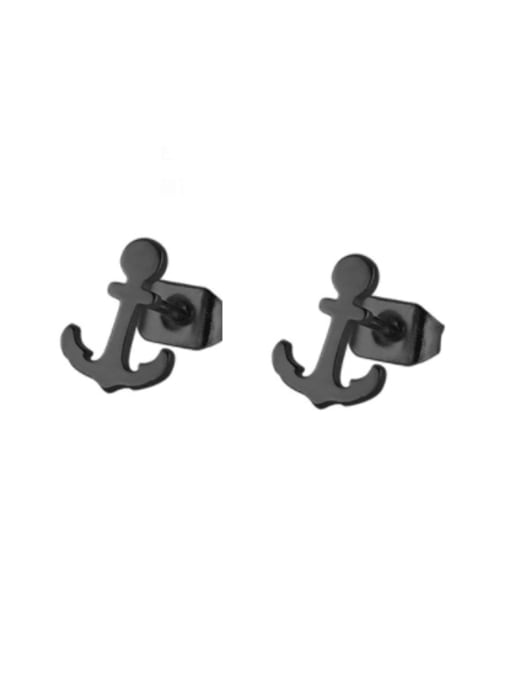 BELII Titanium Steel Anchor Cross Minimalist Stud Earring (Single-Only One) 3