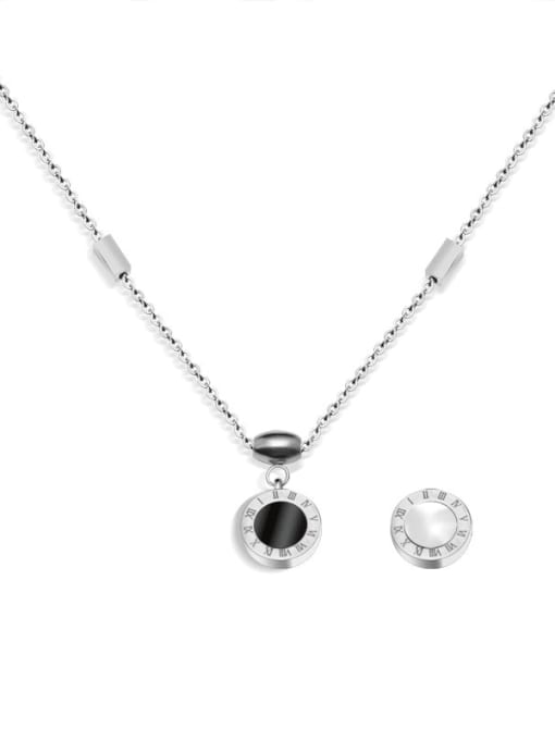 Steel Roman number Necklace 40+5cm Titanium 316L Stainless Steel Round Minimalist Necklace with e-coated waterproof