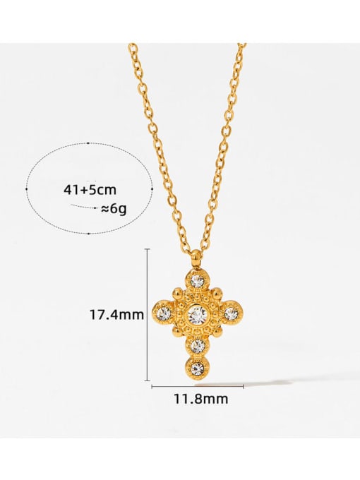 Clioro Stainless steel Cubic Zirconia Cross Trend Necklace 2