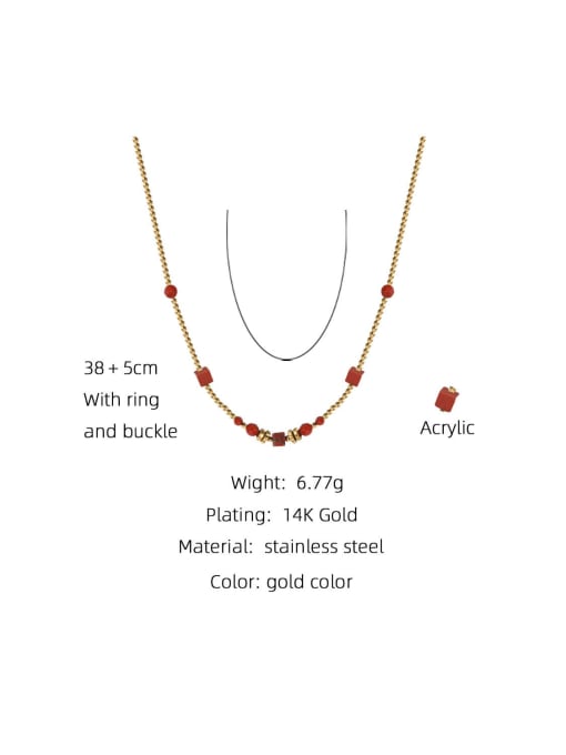 YAYACH Titanium Steel Bead Red Geometric Vintage Necklace 1