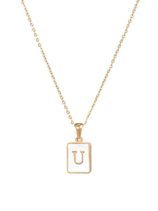 JDN201003 U Stainless steel Shell Message Trend Initials Necklace