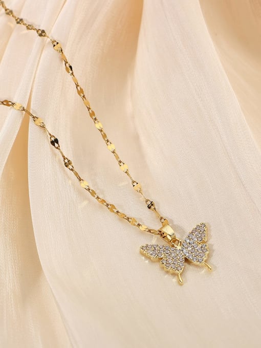 J&D Stainless steel Cubic Zirconia Butterfly Dainty Necklace 1