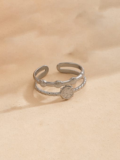 Steel colored circular ring Stainless steel Geometric Hip Hop Stackable Ring