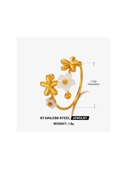 J$L  Steel Jewelry Stainless steel Shell Flower Trend Band Ring 4