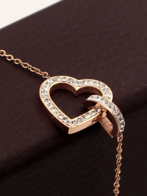 K.Love Titanium Steel Rhinestone Heart Minimalist Necklace 2