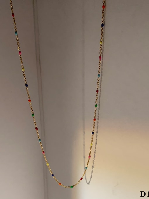 Colored Drip Oil D1157 Stainless steel Enamel Geometric Dainty Necklace