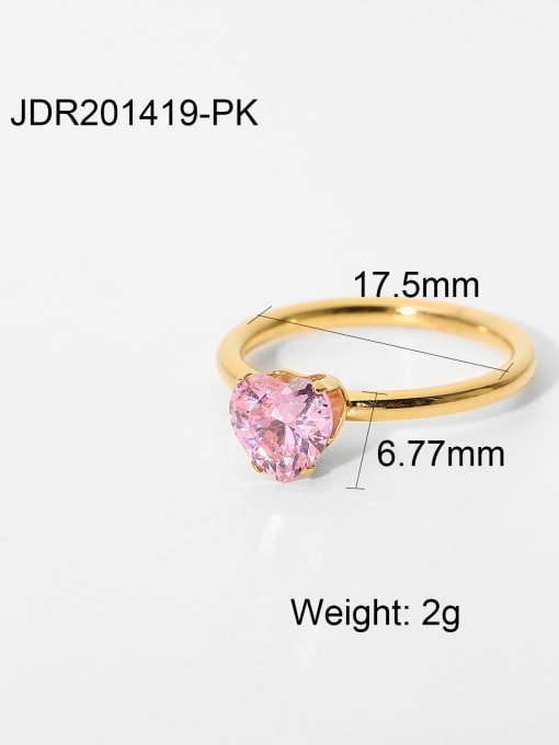 JDR201419 PK 7 Stainless steel Cubic Zirconia Green Heart Dainty Band Ring