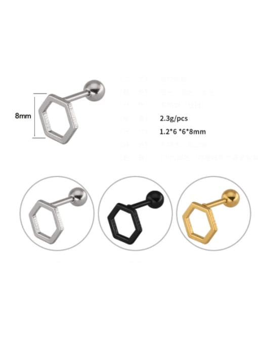 BELII Titanium Steel Hollow  Hexagon Minimalist Single Earring(Single-Only One) 2