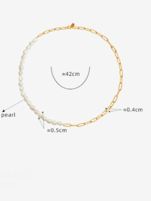 MAKA Titanium Steel Imitation Pearl Geometric Hip Hop Asymmetry Chain Necklace 1