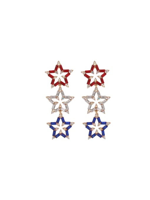 MeiDi-Jewelry Alloy Cubic Zirconia Pentagram Trend Stud Earring 0