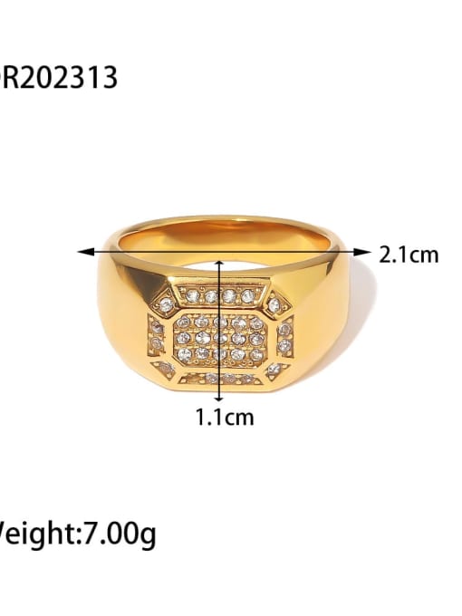 JDR202313 Stainless steel Rhinestone Geometric Vintage Band Ring