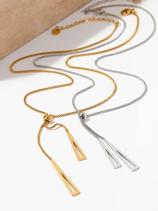 Clioro Stainless steel Geometric Trend Lariat Necklace