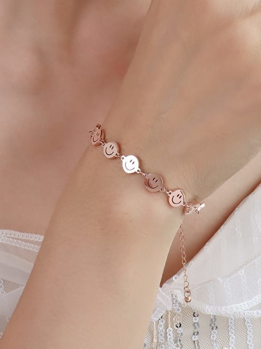 E027 rose gold bracelet 15+6cm Titanium 316L Stainless Steel Smiley Minimalist Bracelet with e-coated waterproof