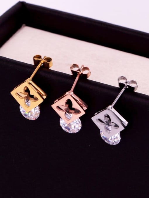 K.Love Titanium Steel Rhinestone Rosary Minimalist Stud Earring 2