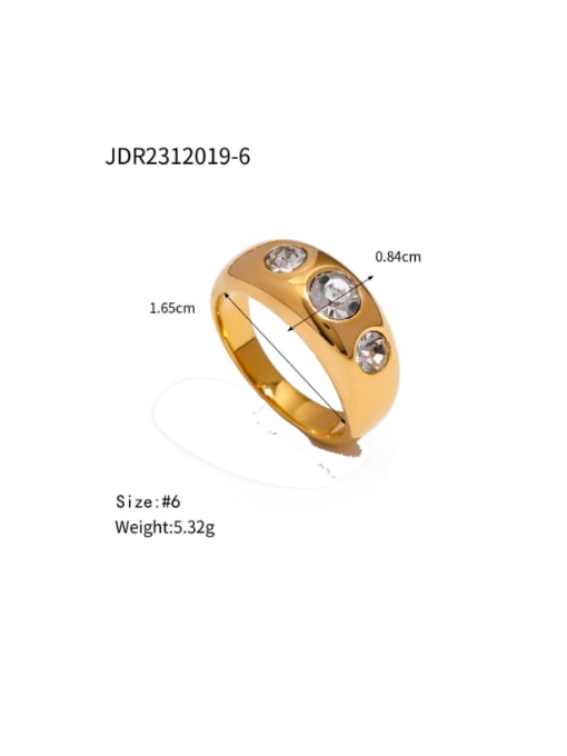 JDR2312019 US 6 Stainless steel Rhinestone Irregular Hip Hop Band Ring
