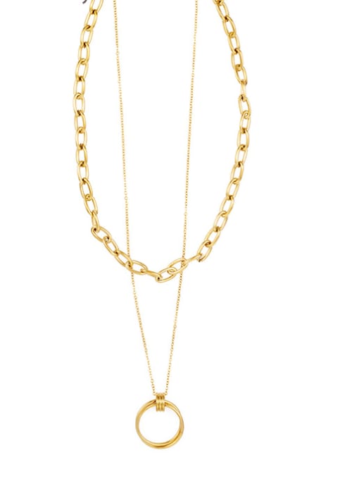 Gold Geometric multilayer snake bone necklace