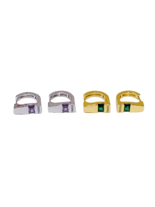 Clioro Brass Cubic Zirconia Geometric Vintage Huggie Earring 3
