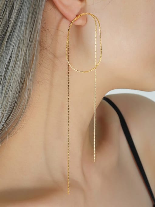 F238 Gold Earrings Titanium Steel Geometric Minimalist Threader Earring