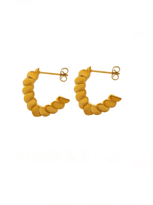 F036 Gold Earrings Titanium Steel Geometric Minimalist C Shape Stud Earring