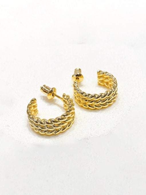 Clioro Brass Geometric Vintage Twist C Shape Stud Earring 3