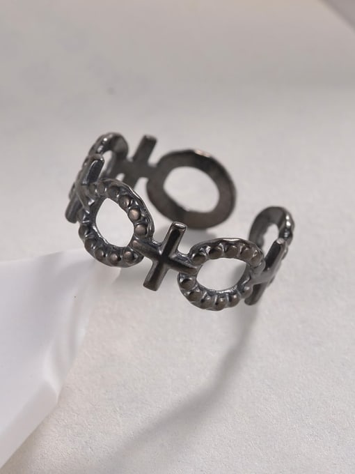 SM-Men's Jewelry Titanium Steel  Hollow Geometric Hip Hop Band Ring 2
