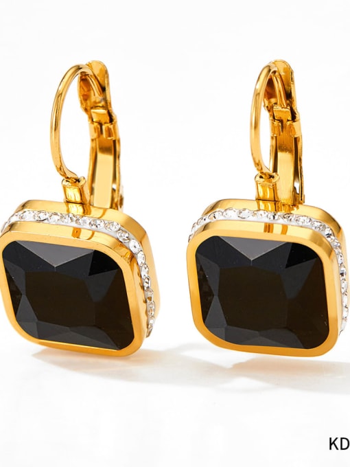 KDE958 Gold Black Stainless steel Cubic Zirconia Geometric Trend Stud Earring