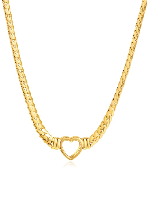 Hollow Heart Necklace Gold Titanium Steel Heart Trend Link Necklace