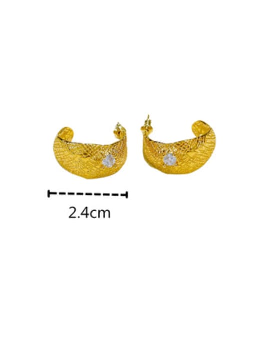 Clioro Brass Cubic Zirconia Geometric Vintage Stud Earring 2