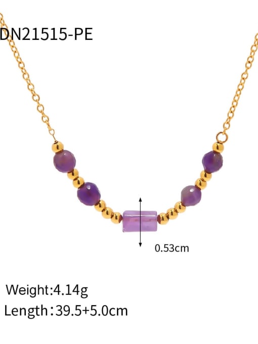 JDN21515 PE Stainless steel Natural Stone Geometric Vintage Necklace