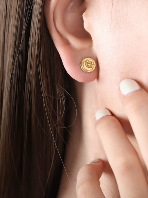 F818 Gold Earrings Titanium Steel Geometric Trend Stud Earring