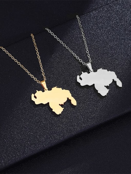 SONYA-Map Jewelry Stainless steel Medallion Ethnic Venezuela Map Pendant Necklace 0