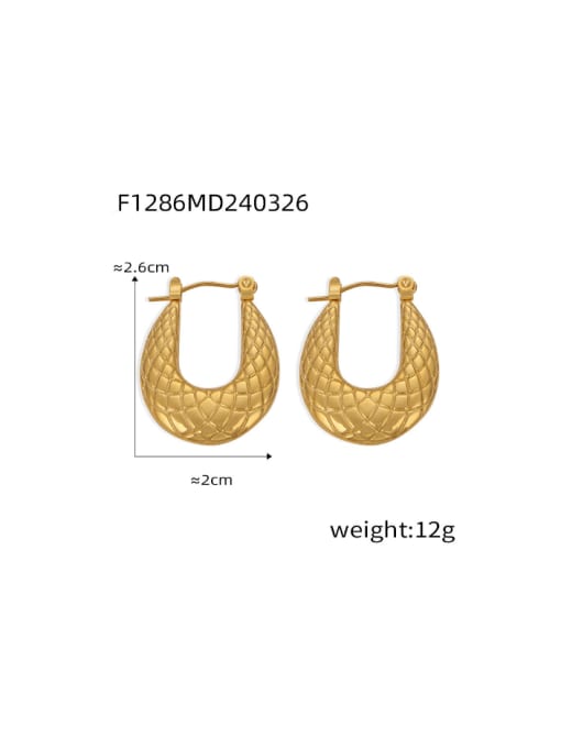 F1286 Gold Earrings Titanium Steel Geometric Hip Hop Huggie Earring