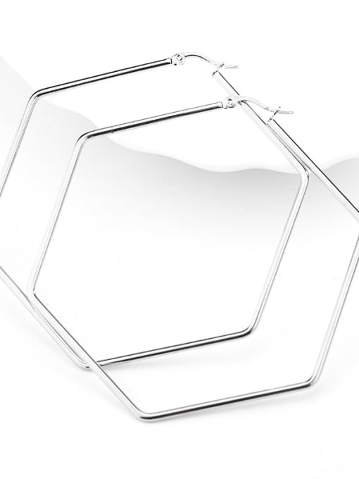 Hexagonal steel color Titanium Steel Geometric Minimalist Huggie Earring