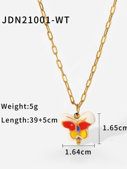 JDN21001 WT Stainless steel Ceramic Butterfly Bohemia Necklace
