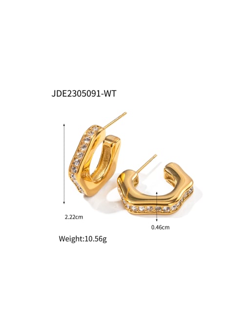 J&D Stainless steel Cubic Zirconia Geometric Dainty Stud Earring 3