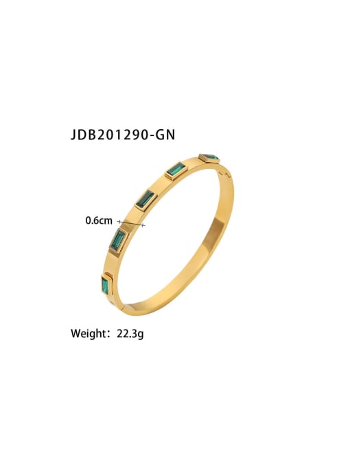 J&D Stainless steel Cubic Zirconia Green Geometric Trend Band Bangle 2