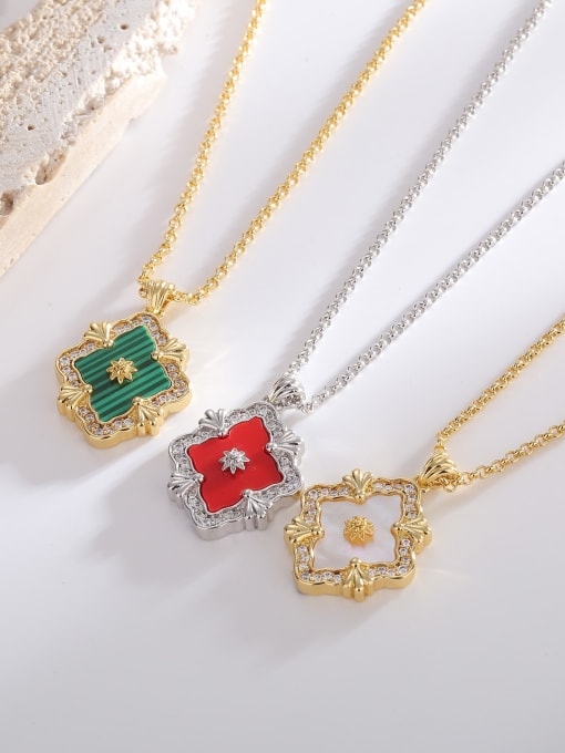 QJM Brass Cubic Zirconia Geometric Hip Hop Necklace 0