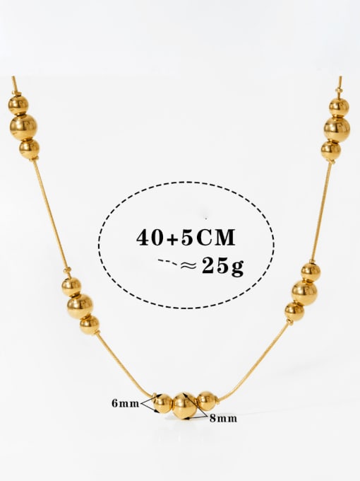 gold KDD926 Stainless steel Round Hip Hop Beaded Necklace
