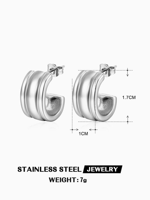 Steel color ZN439S Stainless steel Geometric Hip Hop Stud Earring