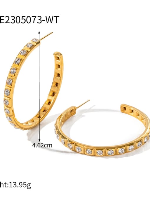 JDE2305073 WT Stainless steel Cubic Zirconia Geometric Trend Hoop Earring