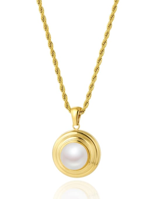 SN22060603 Stainless steel Imitation Pearl Round Trend Necklace