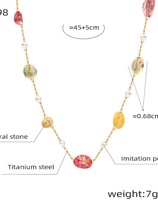 Golden natural stone necklace 45 5cm Titanium Steel Natural Stone Geometric Trend Necklace
