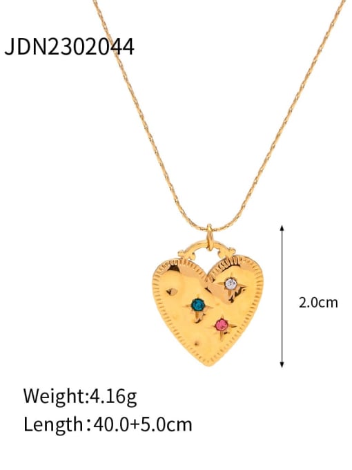 JDN2302044 Stainless steel Cubic Zirconia Heart Vintage Necklace