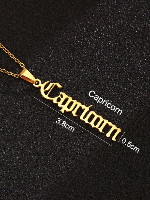 Golden Capricorn Stainless steel Constellation Hip Hop Necklace